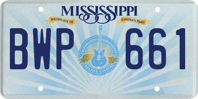 MS license plate BWP661