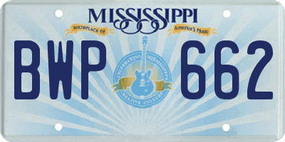 MS license plate BWP662