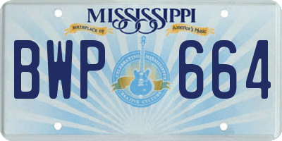 MS license plate BWP664