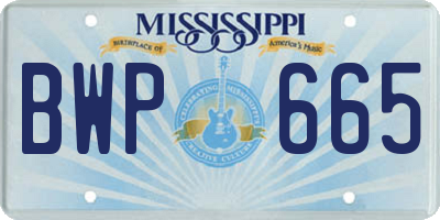 MS license plate BWP665