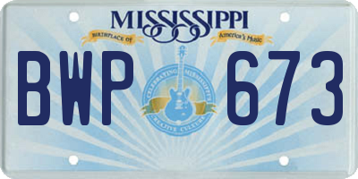 MS license plate BWP673