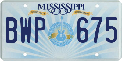 MS license plate BWP675