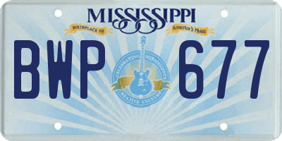 MS license plate BWP677