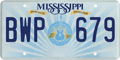 MS license plate BWP679