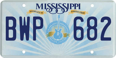 MS license plate BWP682