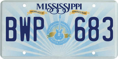 MS license plate BWP683