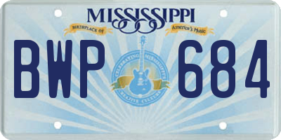 MS license plate BWP684
