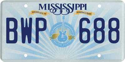MS license plate BWP688