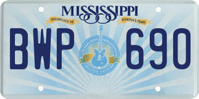MS license plate BWP690
