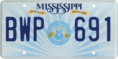 MS license plate BWP691