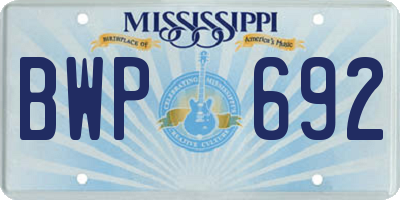 MS license plate BWP692