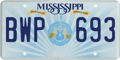 MS license plate BWP693