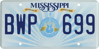 MS license plate BWP699