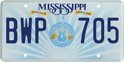 MS license plate BWP705