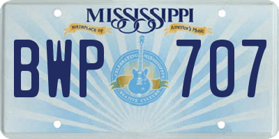 MS license plate BWP707