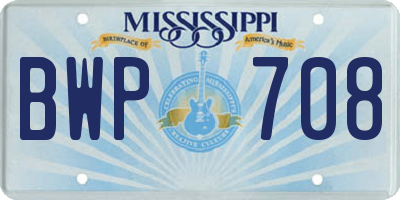 MS license plate BWP708