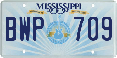 MS license plate BWP709
