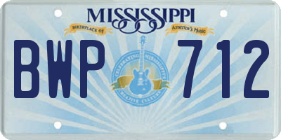 MS license plate BWP712