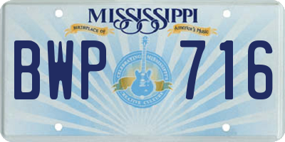 MS license plate BWP716