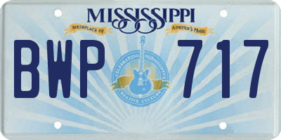 MS license plate BWP717