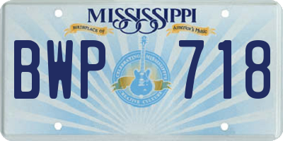 MS license plate BWP718