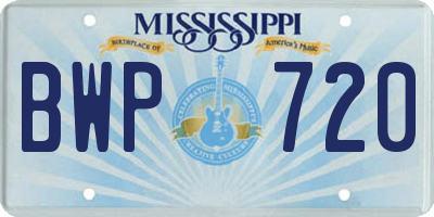 MS license plate BWP720