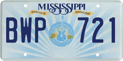MS license plate BWP721