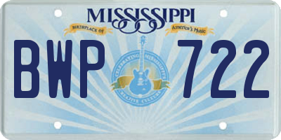 MS license plate BWP722