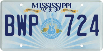 MS license plate BWP724