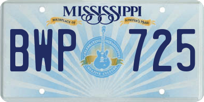 MS license plate BWP725