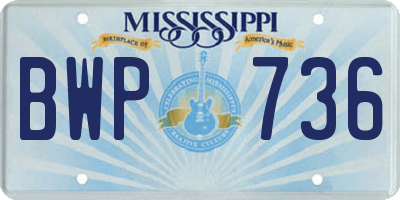 MS license plate BWP736