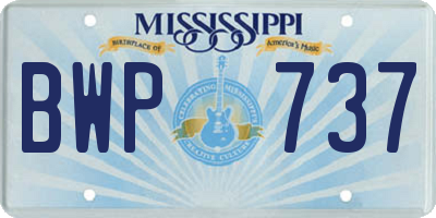 MS license plate BWP737