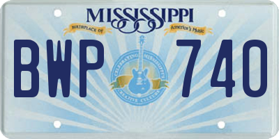 MS license plate BWP740