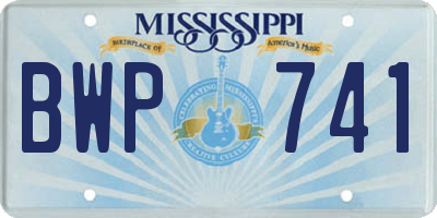 MS license plate BWP741
