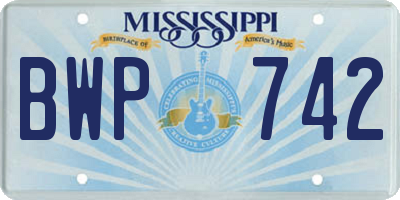 MS license plate BWP742