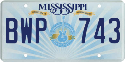 MS license plate BWP743