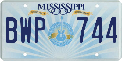 MS license plate BWP744