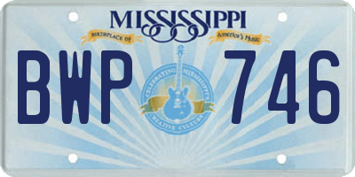 MS license plate BWP746