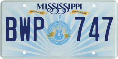 MS license plate BWP747