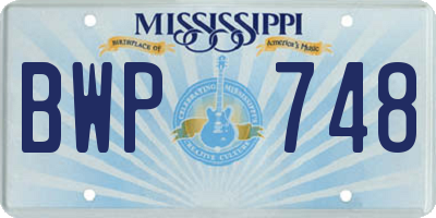 MS license plate BWP748