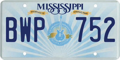 MS license plate BWP752
