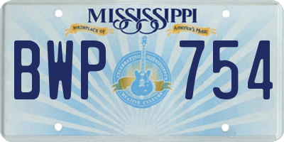 MS license plate BWP754