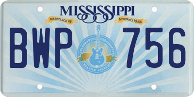 MS license plate BWP756
