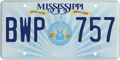 MS license plate BWP757