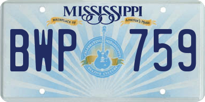 MS license plate BWP759