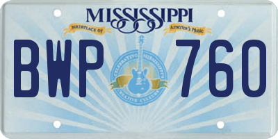 MS license plate BWP760