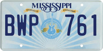 MS license plate BWP761