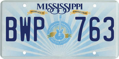 MS license plate BWP763