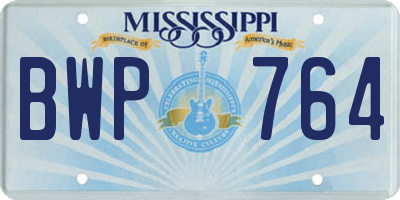 MS license plate BWP764