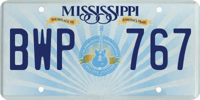 MS license plate BWP767